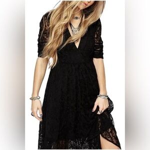Free People Mountain Laurel black lace crochet dress flowy S